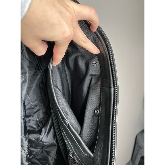 AM Leather 100% Leather Black  Motorcycle Riding Jacket w/ Pockets Mens Size 46 - Picture 8 of 11